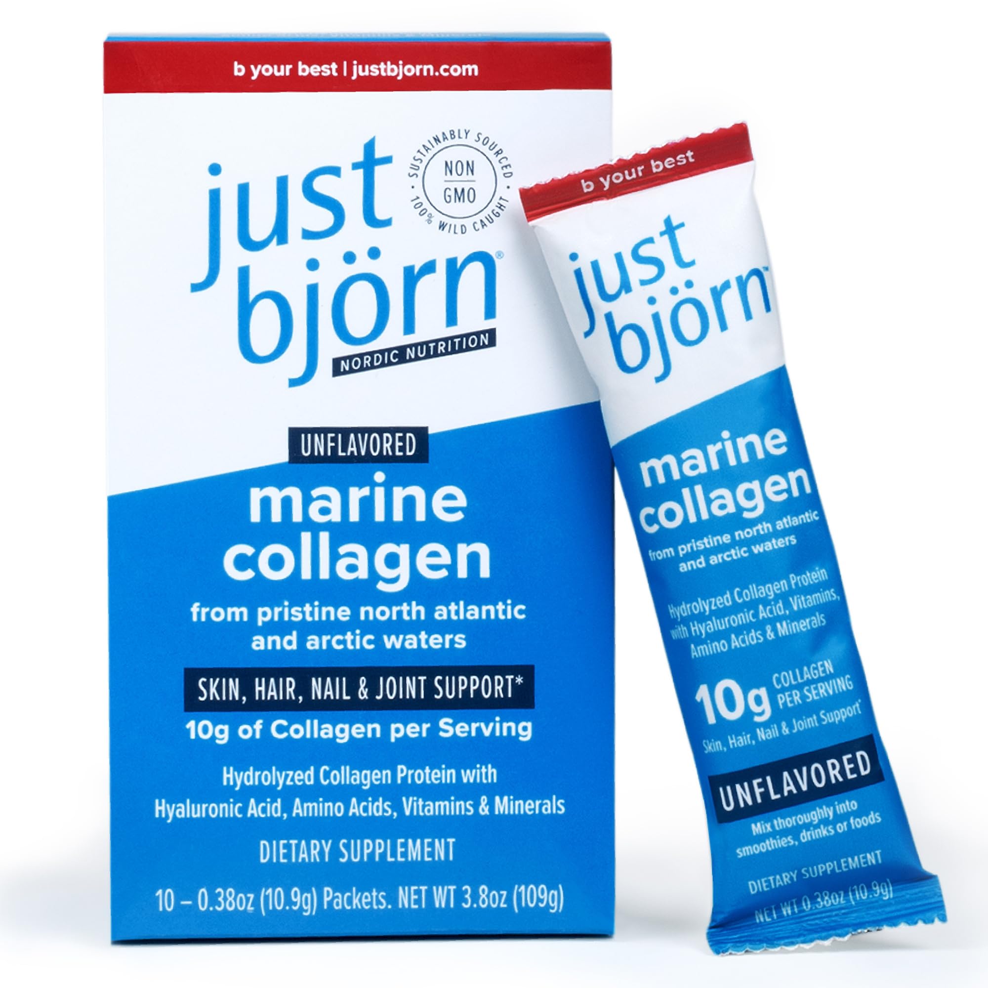 Marine Collagen Peptides Powder On-The-Go Stick Packs (10 Pack) 10 Servings / 3.8 Ounce (Pack of 1)