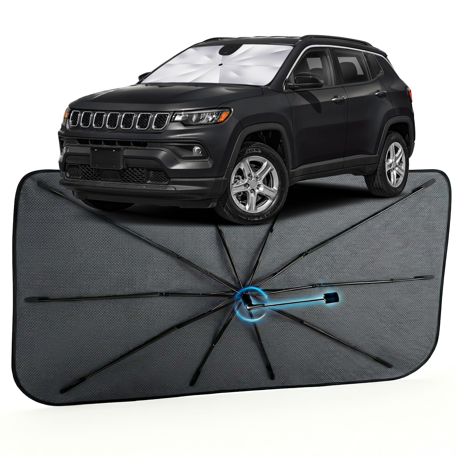 Car Windshield Sun Shade Umbrella for Jeep Compass 2017-2026, 1:1 Fit