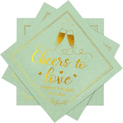 Panelee 100 servilletas de despedida de soltera de 3 capas, desechables, papel de aluminio dorado, servilletas de cóctel para bebidas, cena,