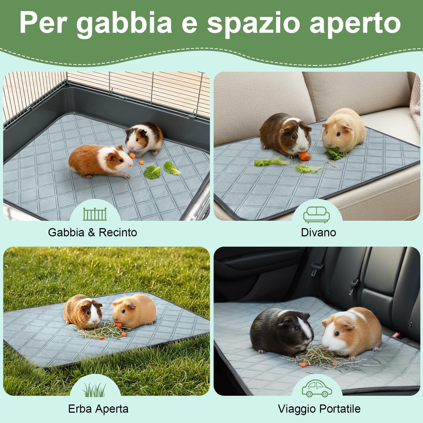 3 Coperchi Anti-Urina Riutilizzabili per Cavie - Super Assorbente & Anti-Scivolamento, Accessorio Ideale per Gabbia, Casa e Recinto Interno di Cavie(3, 60 * 45cm)