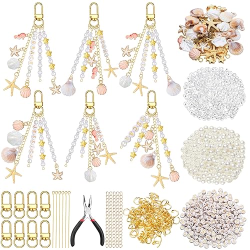 Cunno 776 Pcs Seashell Keychain Making Kit Ocean DIY Craft
