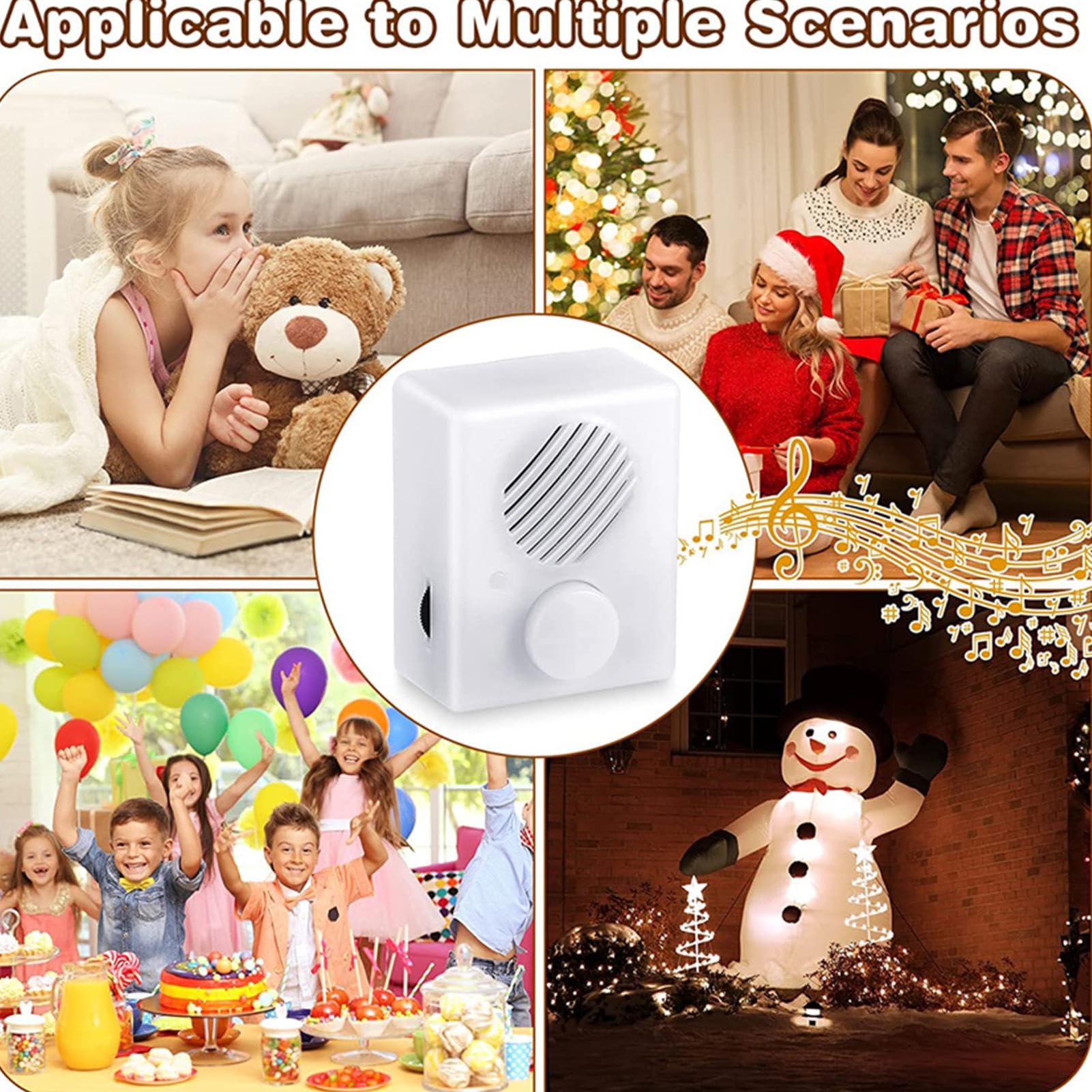 Petit Enregistreur Vocal, Bouton Enregistreur Vocal,Petite Boîte Vocale En Peluche Blanche | Boîte Vocale Multi-messages à Piles, Boîte Sonore De