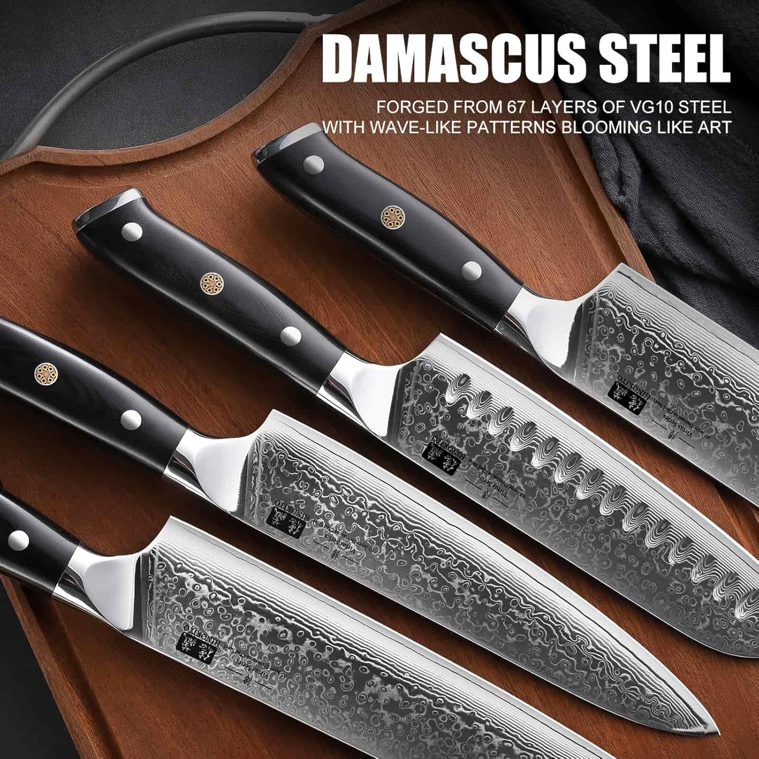 Chef Knife 8 Inch, Japanese Damascus Kitchen Knife Stainless Steel Cladding, Professional Ultra-Sharp Home Utility Knife with G10 Handle Gift Box (Chef Knife)