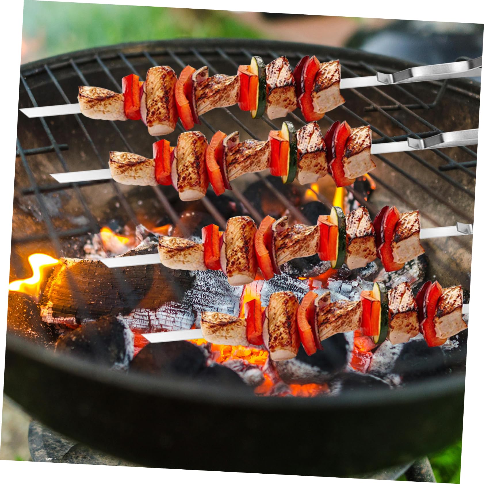 VICASKY 1 set Spiedini per Barbecue Inossidabile Riutilizzabili e Portatili per Grigliate All Adatti per Carne e Verdure per Picnic e Bbq