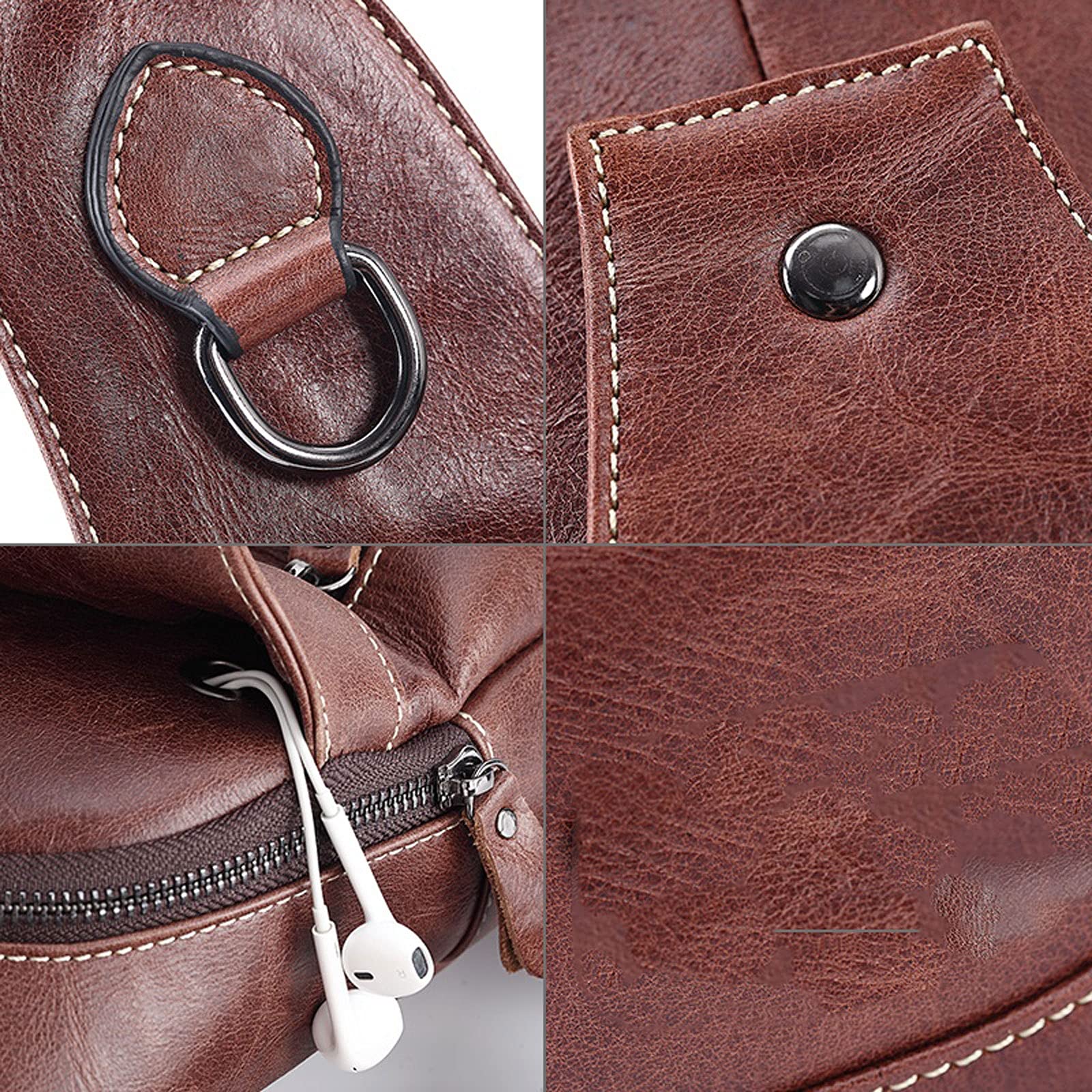 Umhängetasche für Herren, Messenger-Tasche, Leder, Vintage-Stil, Umhängetasche, Business-Umhängetasche, lässiger Brustbeutel