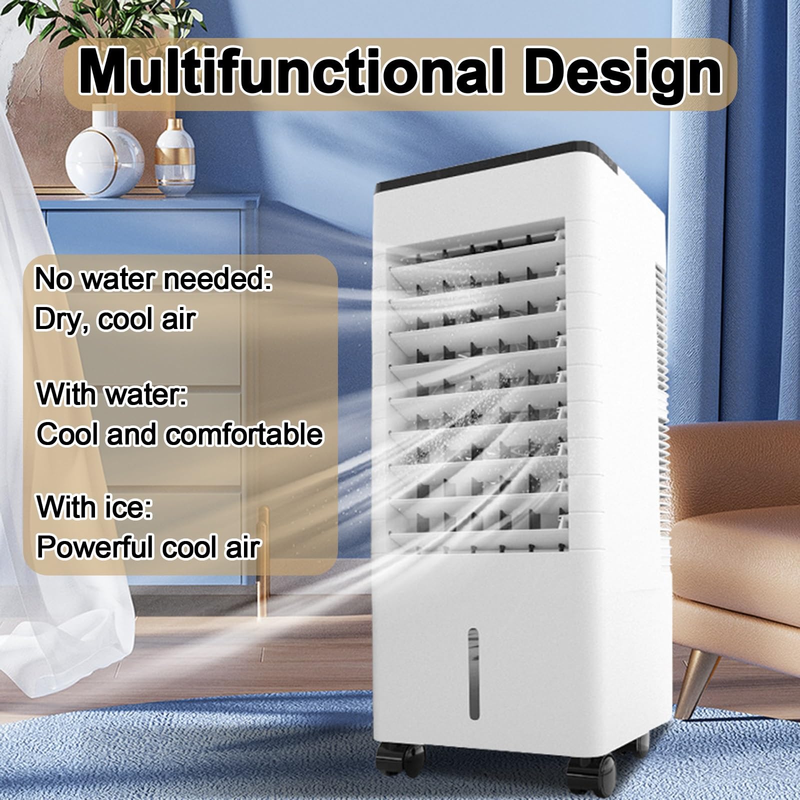 Condizionatore Portatile con Ampia Oscillazione, Climatizzatore Portatile con Telecomando per Camera da Letto, Casa e Ufficio