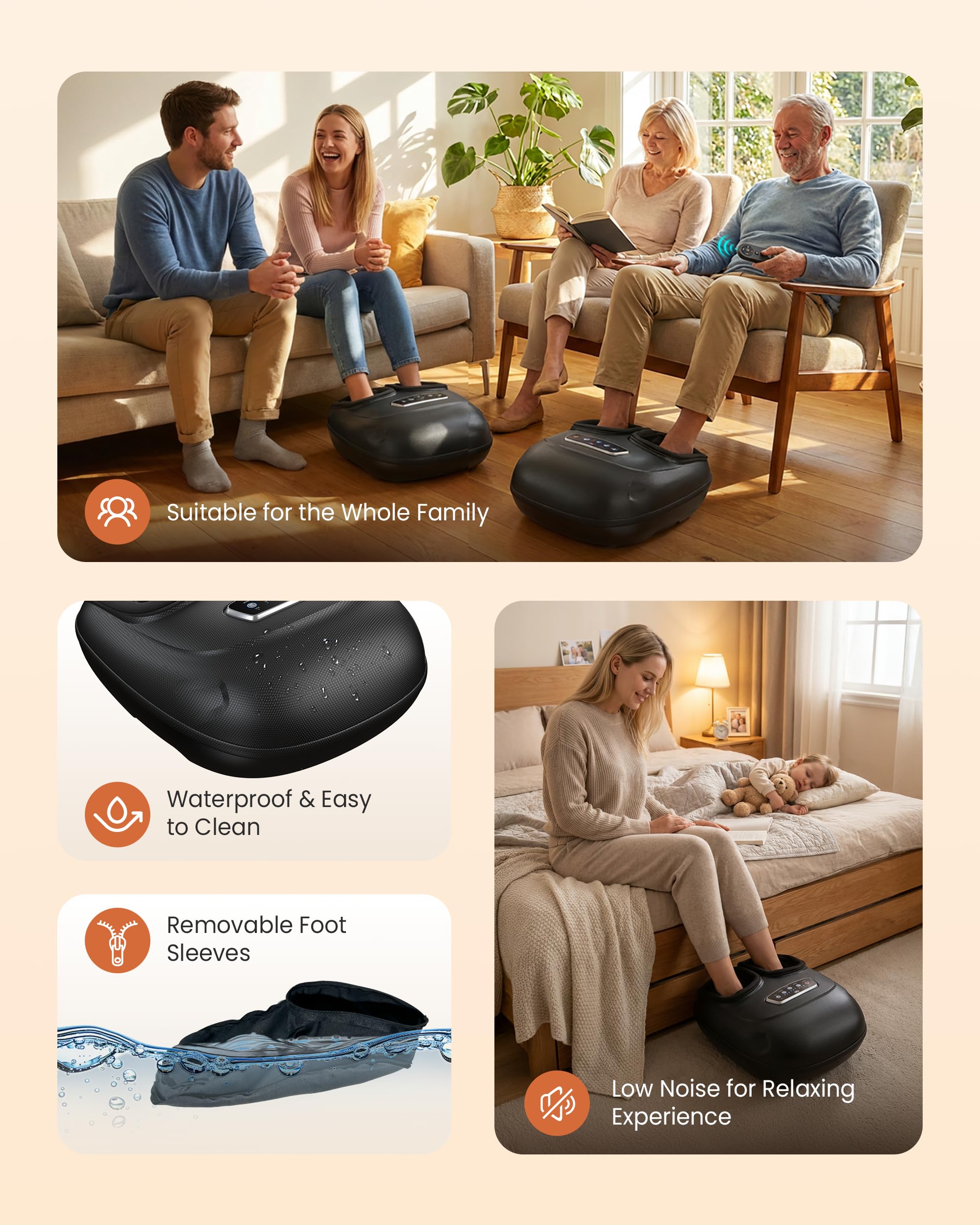 CILI Masajeador de pies con calor, máquina de masaje Shiatsu para fascitis plantar, neuropatía, calefacción en la planta del pie y el empeine, c Negro oscuro