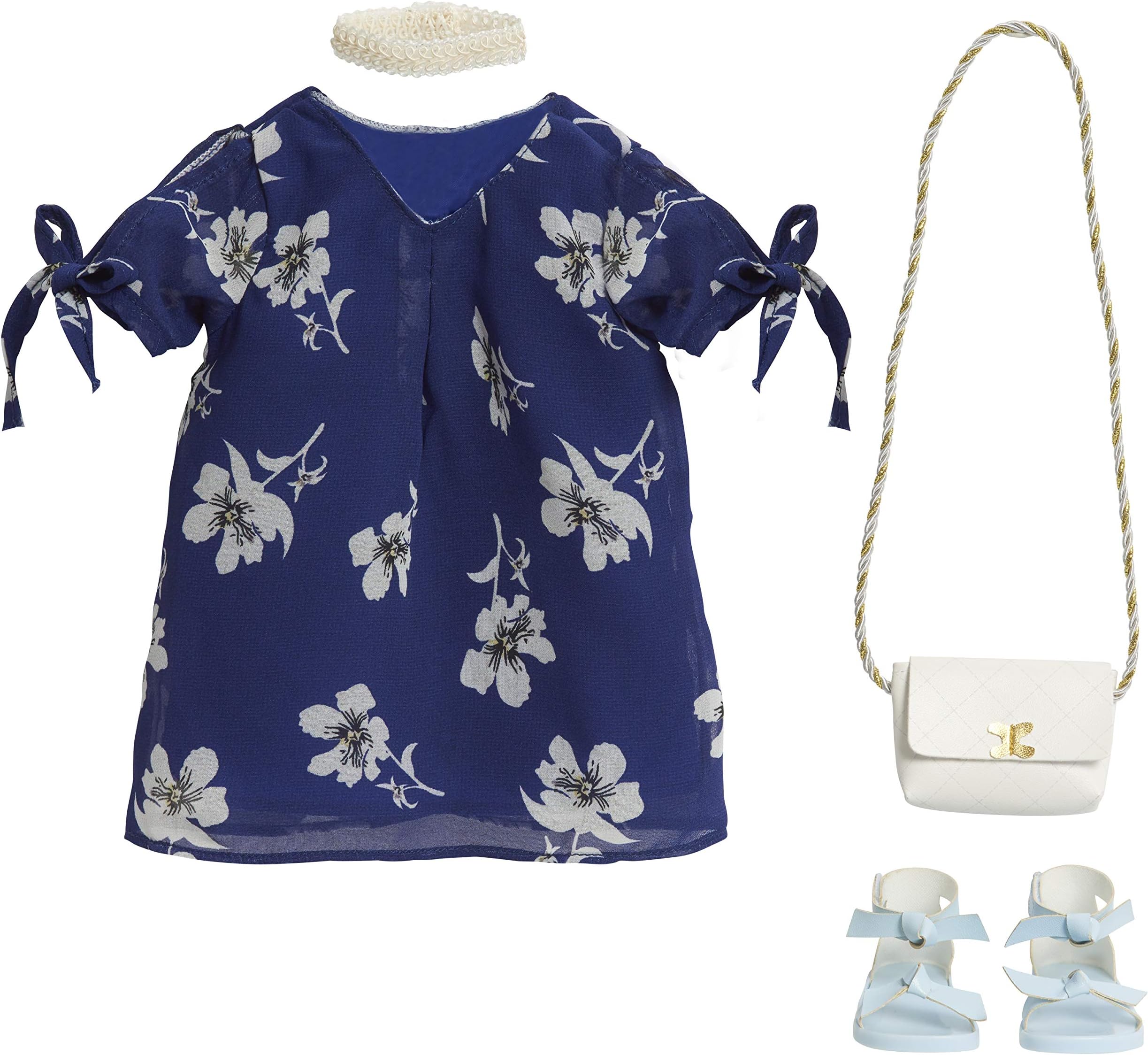 Journey Girls Dolls, 18-inch Doll Fashion Set Blue & White Floral Dress, Doll Not Included
