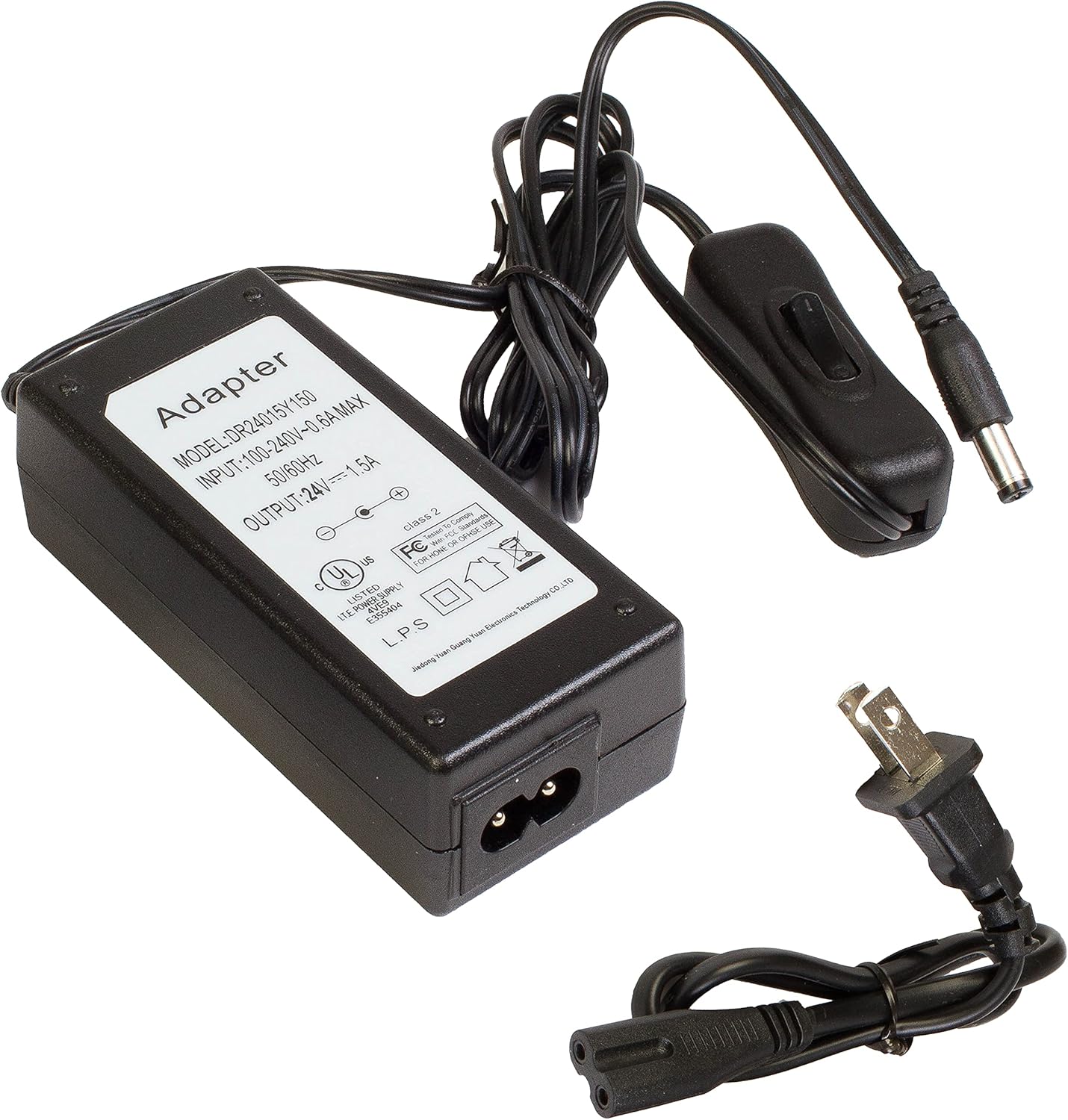 UL Listed AC 100-240V to DC 24V 1.5A 36w AC Adapter with on/Off Switch. Class 2 for LED Strip Light Power Supply Driver