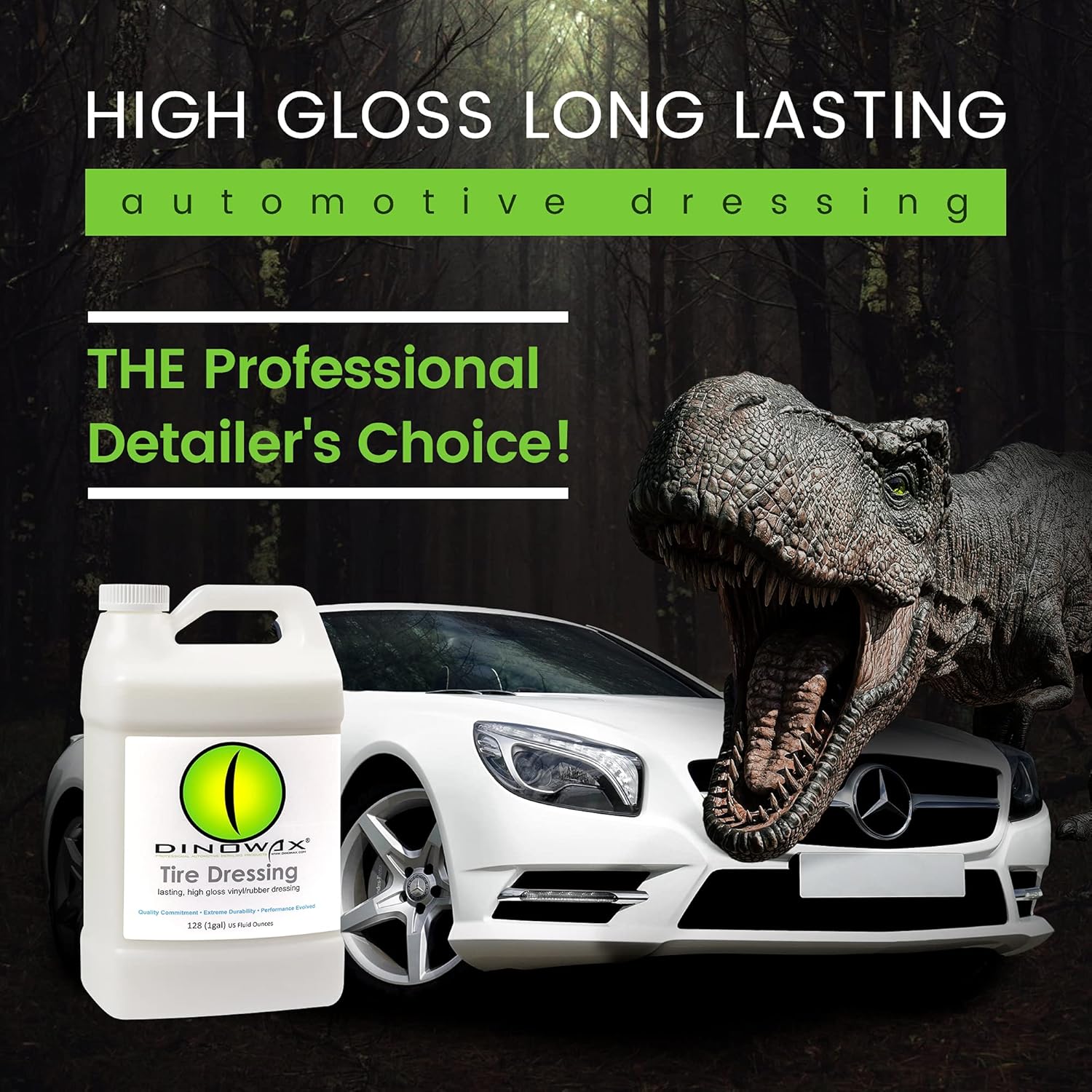 Dinowax - Tire Dressing, Tire Shine, Tire, Vinyl, and Rubber Dressing, Tire and Wheel Care Products 128oz