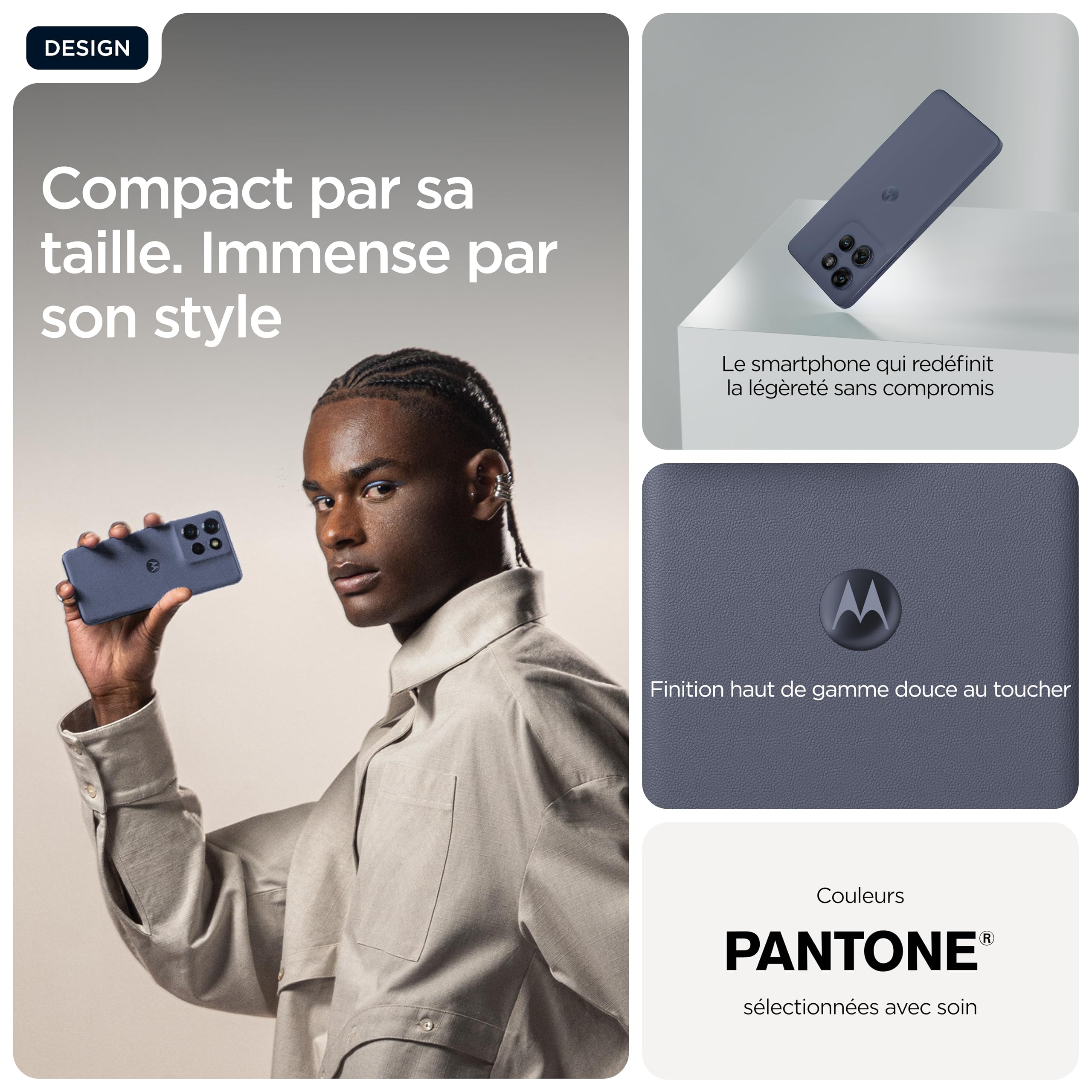 Moto Edge 60 Neo 12 256 Grisaille Gris | batterie 5000 mAh, écran pOLED 6,36″, Triple caméra: capteur principal 50 MP, IP68/IP69 résistant à eau et poussière