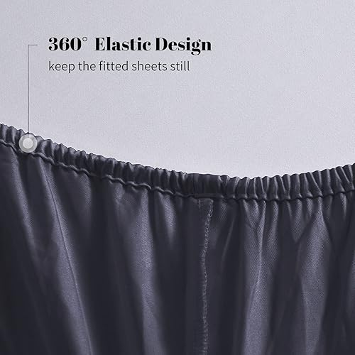 Miniatura 2 de NATUREFIELD Softter - Juego de sábanas de bambú de 400 hilos, tamaño Queen con textura satinada, bolsillo profundo de 16 pulgadas, sábana bajera de