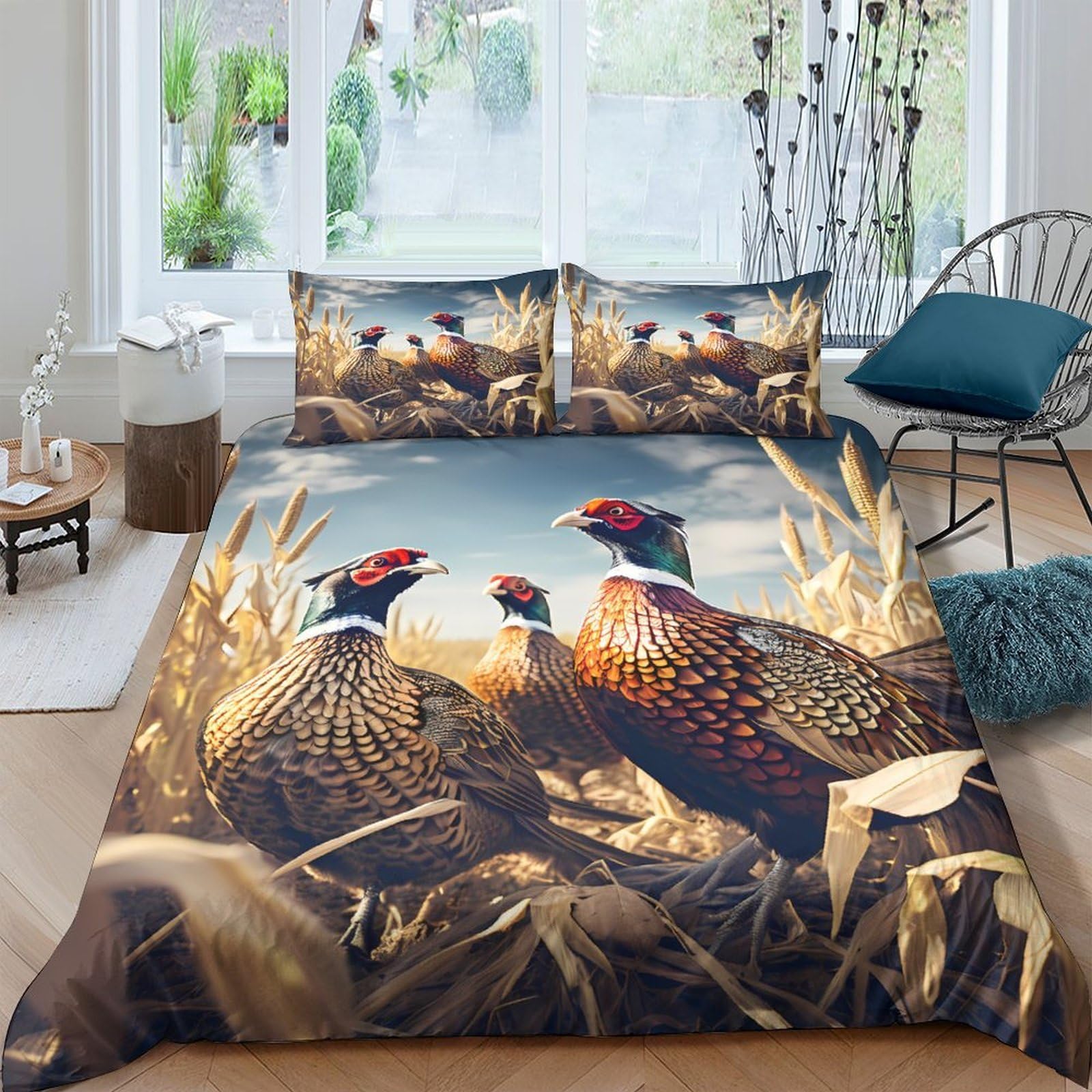 Ctjqhvkz Style-7 3D Printed Pheasant Field Fitted Sheet Microfiber Soft Breathable Nature Scene Mattress Cover For Bedroom Guest Dorm Use Single（135X200cm）