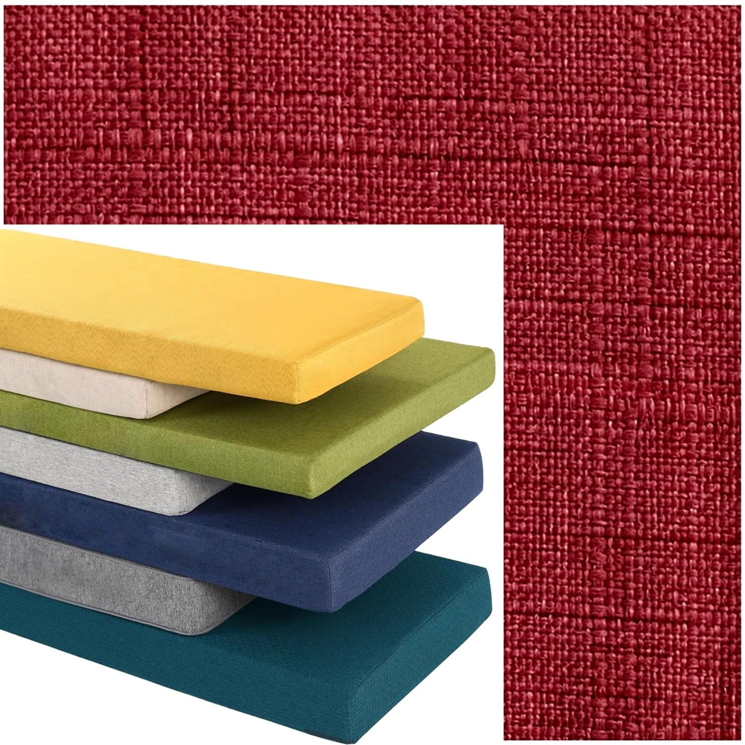 PLCIVSA Outdoor Indoor Bench Cushion Cover, Linen Non-Slip Replacement Slipcover with Zipper, Furniture Seat Cushion Protector for Garden Patio Balcony Sofa Couch(burgundy,150x40cm/59x16in)