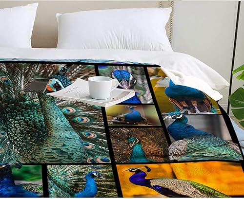 Miniatura 5 de Manta de pavo real, manta divertida de animales de pavo real, manta de felpa para niños pequeños utilizada para la cama y el sofá, ligera,