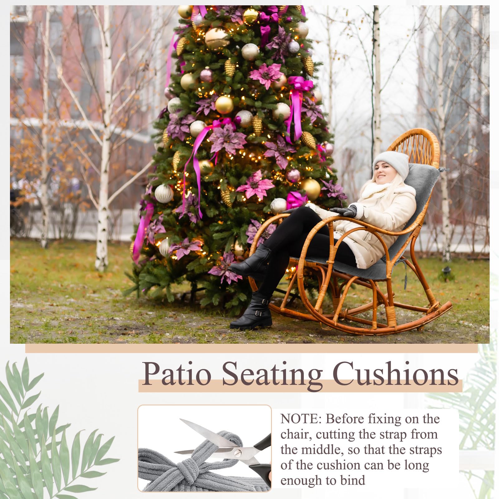 Gray Corduroy Patio Chair Cushions - 4 Piece Set -6