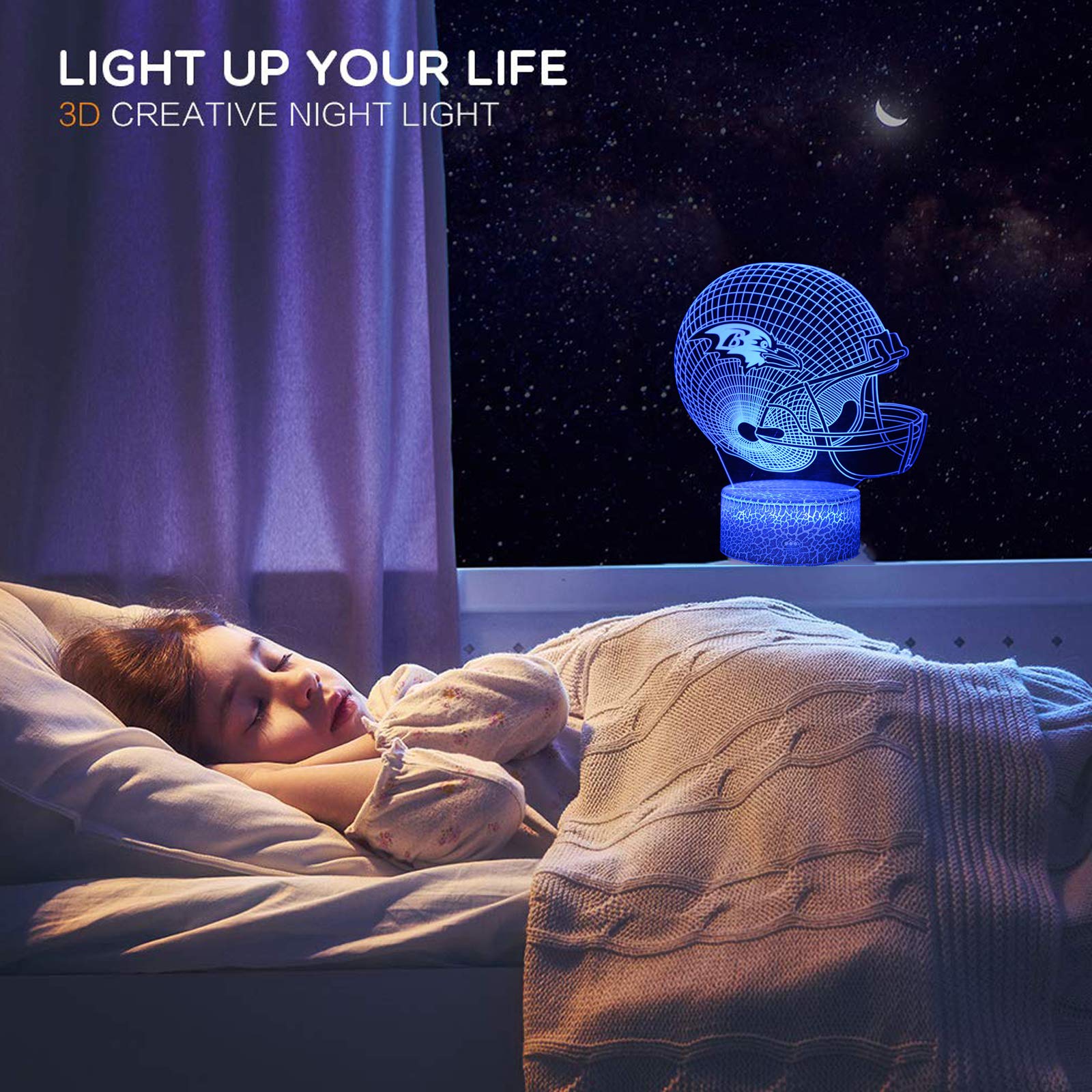 YYDSYCY LED Optical Illusion Smart 7 Colors Night Light Table Lamp Acrylic Gifts for Raven Men Women Kids — view 5