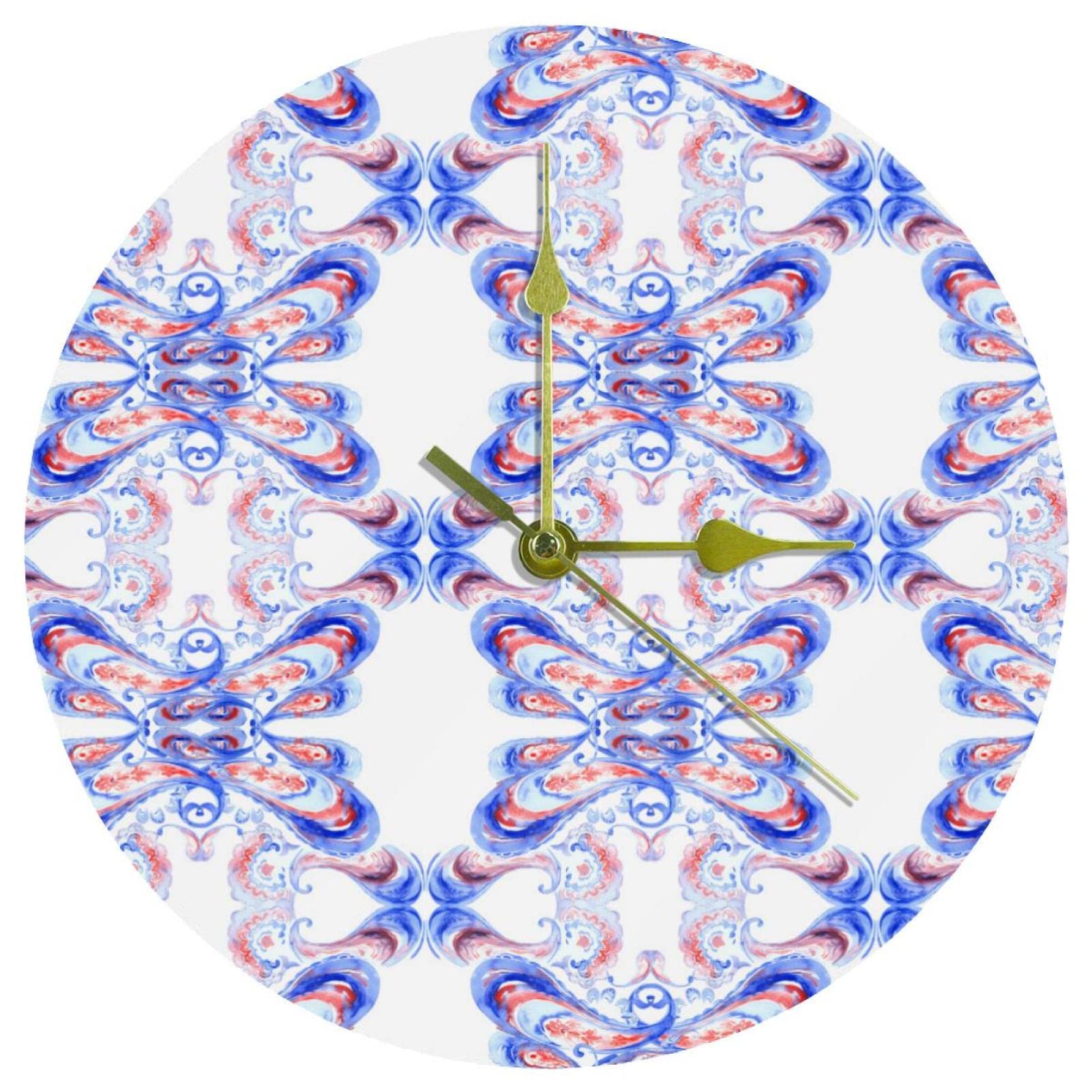 Horloge murale ethnique et silencieuse en acrylique de 24 cm de diamètre