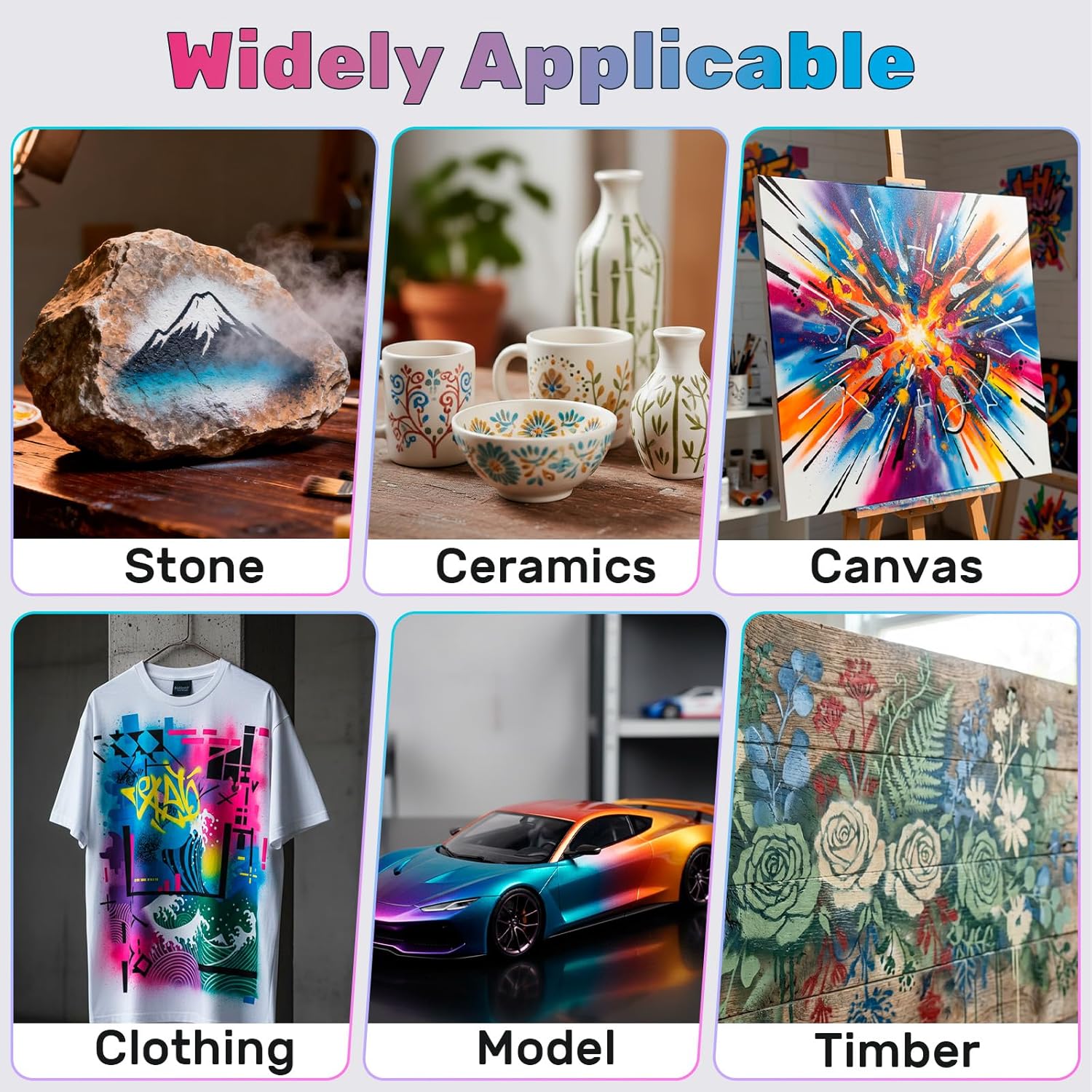 LET'S RESIN PAINT Airbrush Paint Set,42 colors with 3 Primers & 5 thinners,Water-Based Opaque & Neon & Iridescent Acrylic Paints Ready to Spray for Metal,Wood,Canvas - Image 7