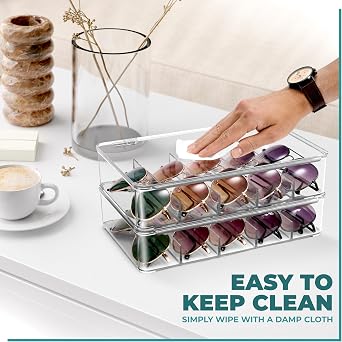 Sorbus Sunglasses Organizer - Plastic Stackable Eyeglass Case Storage Organizer for Multiple Glasses - Reading Glasses