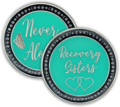 Recovery Sisters Sobriety Chip Moneda Triplate AA Ficha de afirmación de mujeres en recuperación (aqua)