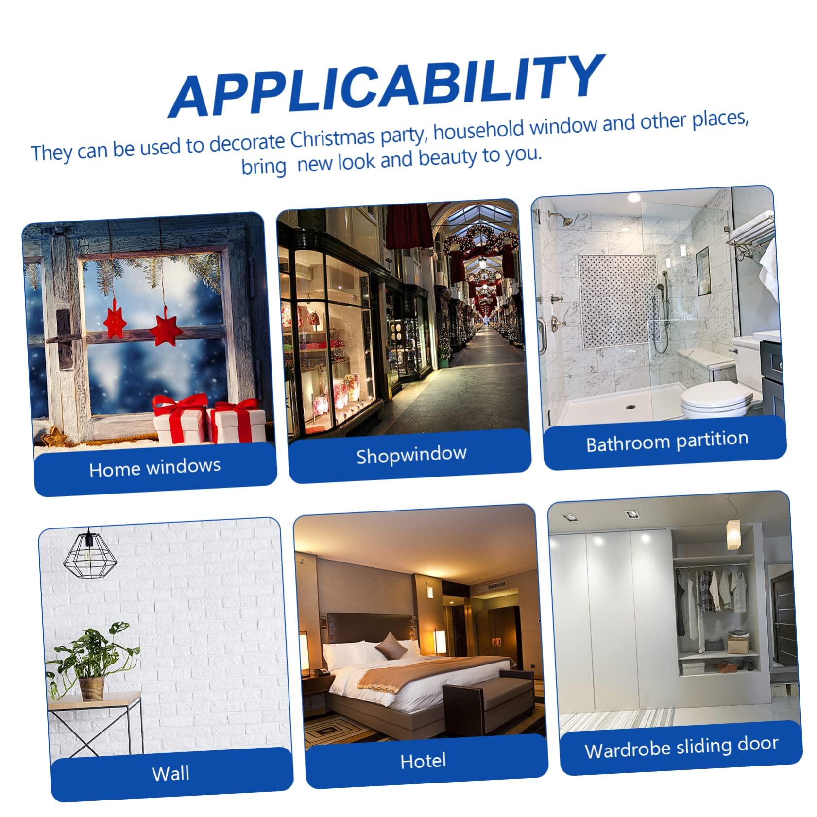 FRCOLOR 16 Blätter Weihnachtsaufkleber Weihnachtsschneeflockenaufkleber Weihnachtswand Abziehen Und Aufkleben Weihnachtsfensteraufkleber Weihnachtsschaufenster Aufkleber Pvc Weiß