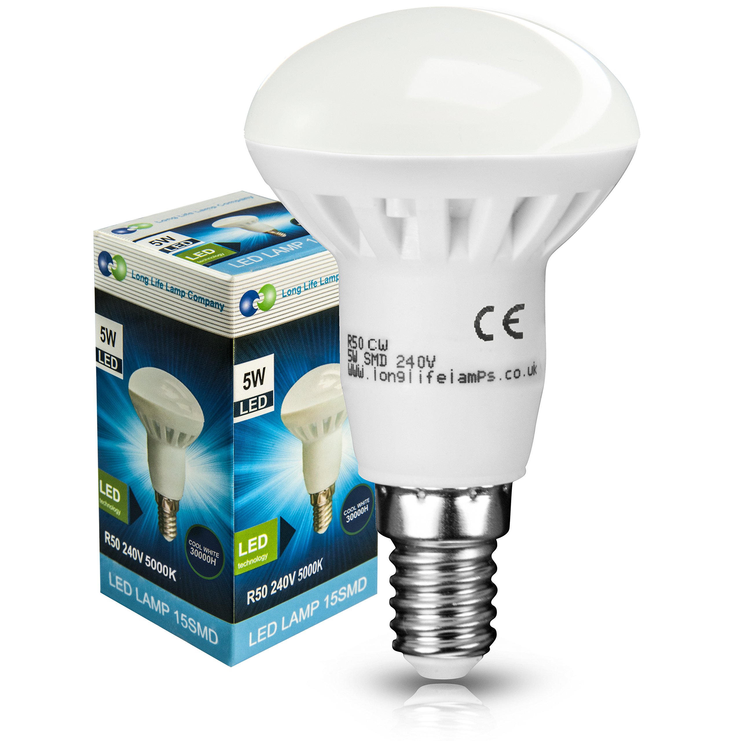 Compare long life lamp company cool white 2 x r50 led 5w e14 replacment ...