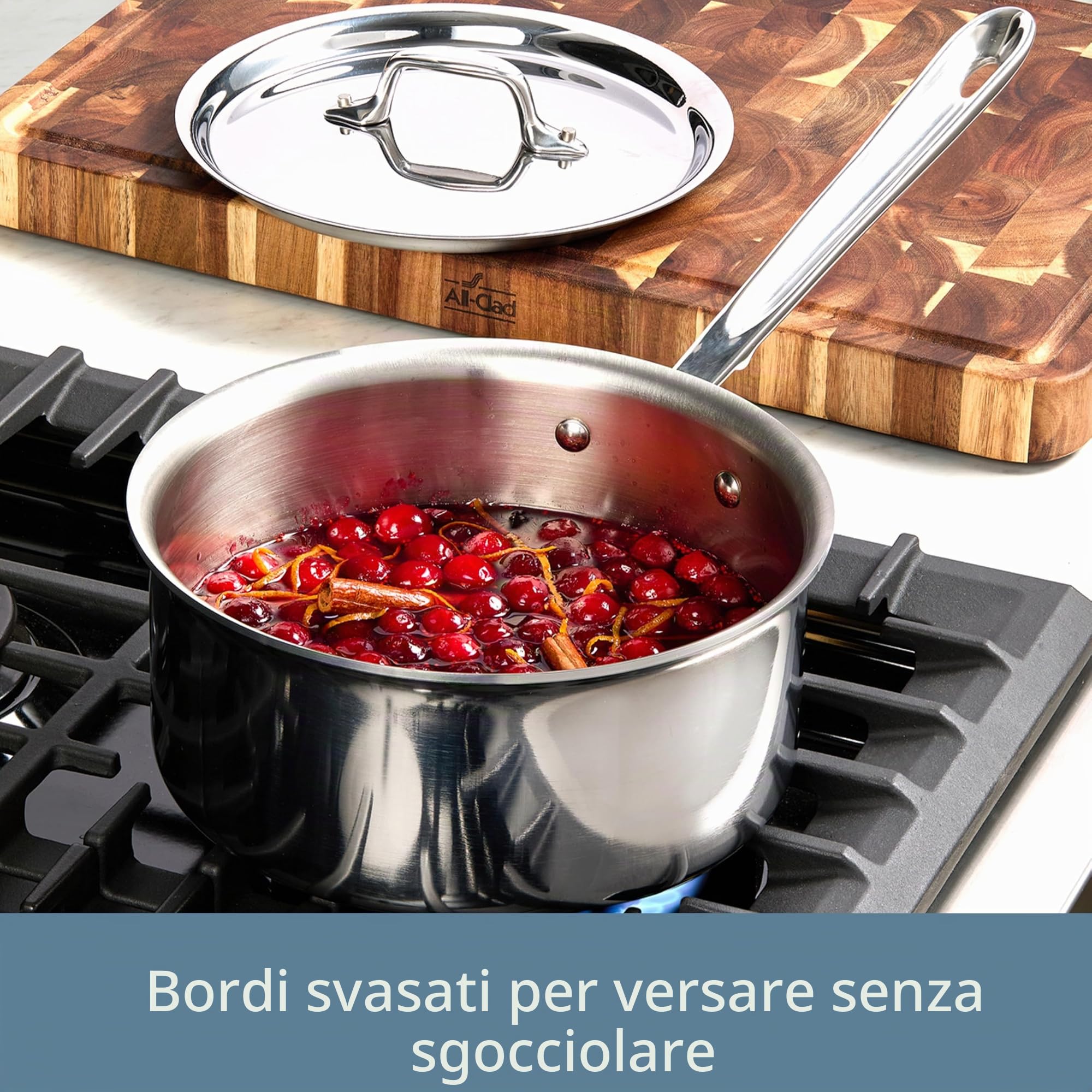 All-Clad D3 - Set di pentole e padelle in acciaio inox a tre strati, qualità professionale, 10 pezzi