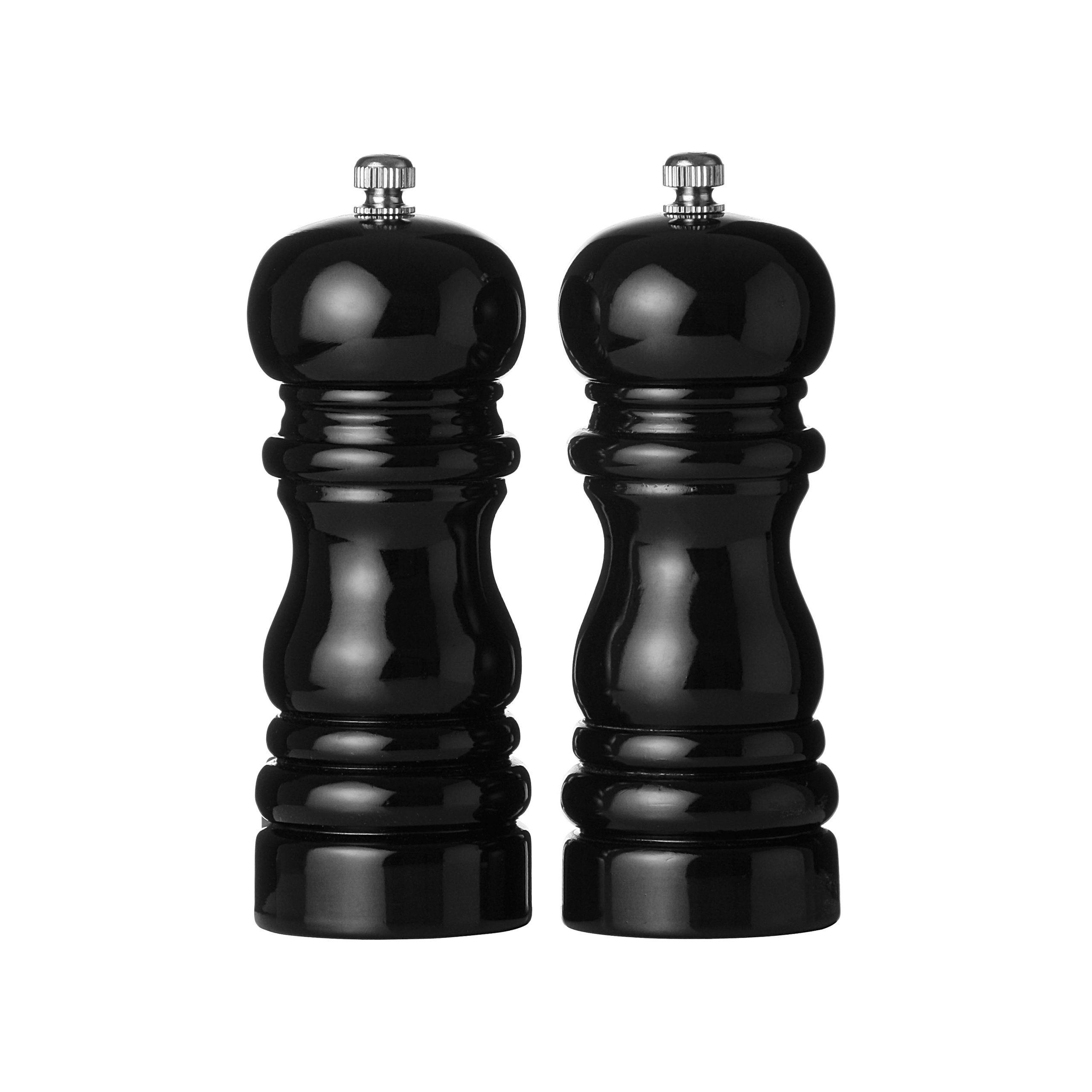 Premier Black Housewares Salt And Pepper Mill Set, 14.2 Cm - Hi Gloss