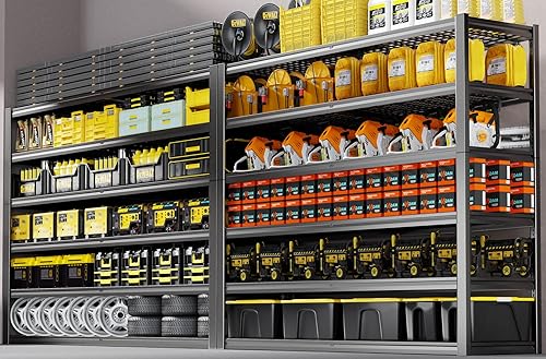 Miniatura 13 de Estantería de garaje resistente de 65 pulgadas de ancho, estantes de garaje de 6 niveles, estantería de almacenamiento ajustable, estante de metal