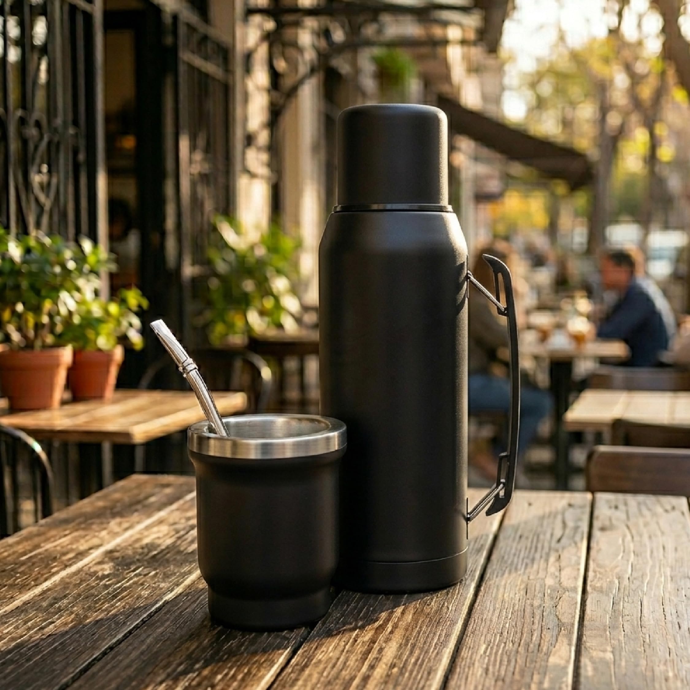 BALIBETOV Yerba Mate Complete Kit - izolowana butelka 1000 ml z wylewką, nowoczesny zestaw mat 270 ml, 1 bombilla ze stali nierdzewnej, zestaw premium