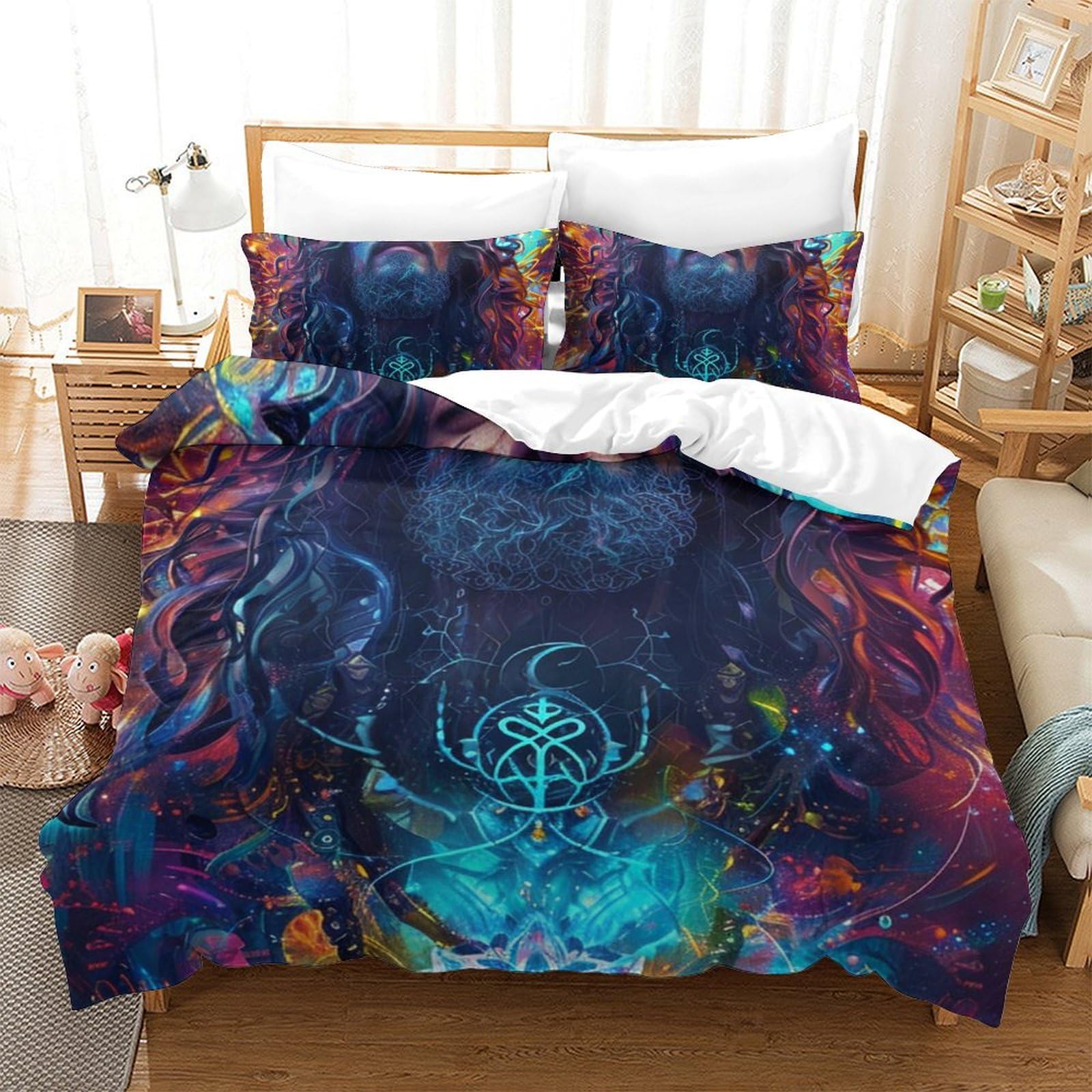 Housse de couette 220x240 Jésus en microfibre douce lit king-size