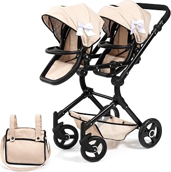 Bayer Design Poussette Double pour Poupées Jumeaux avec Sac à Langer