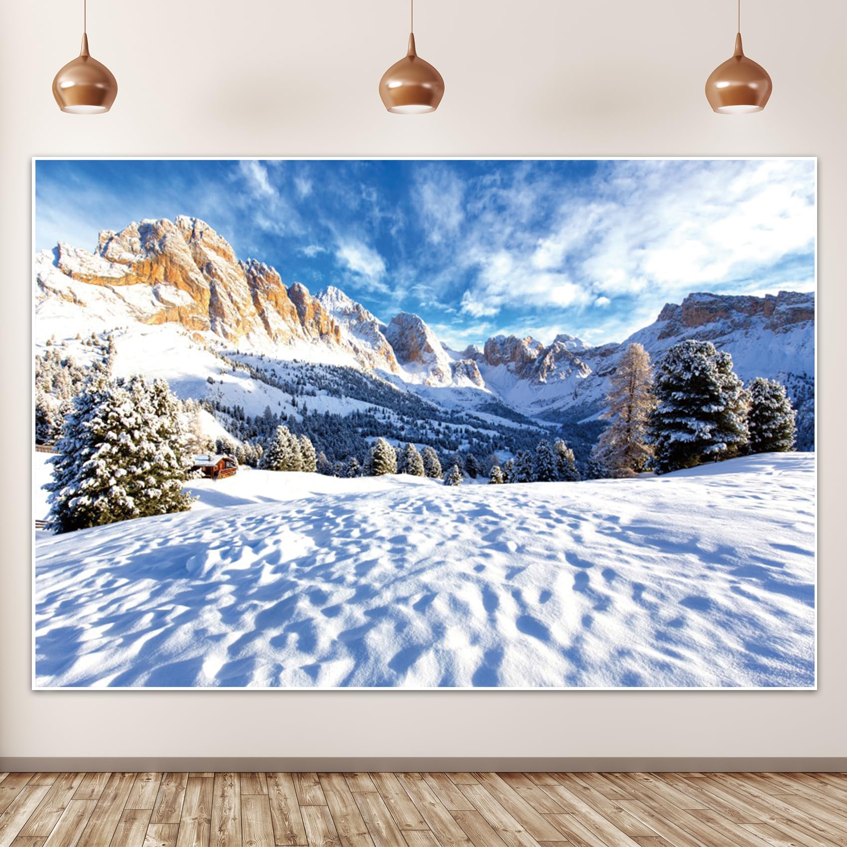 Amazon.com : TYLCLTX Winter Snowscape Backdrop Snow Blue Sky Mountain ...
