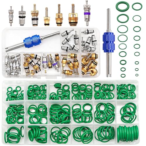 Taiss Kit de reparación de aire acondicionado para automóvil, 270 piezas de juntas tóricas + 40 unidades de núcleo de válvula de AC surtido con