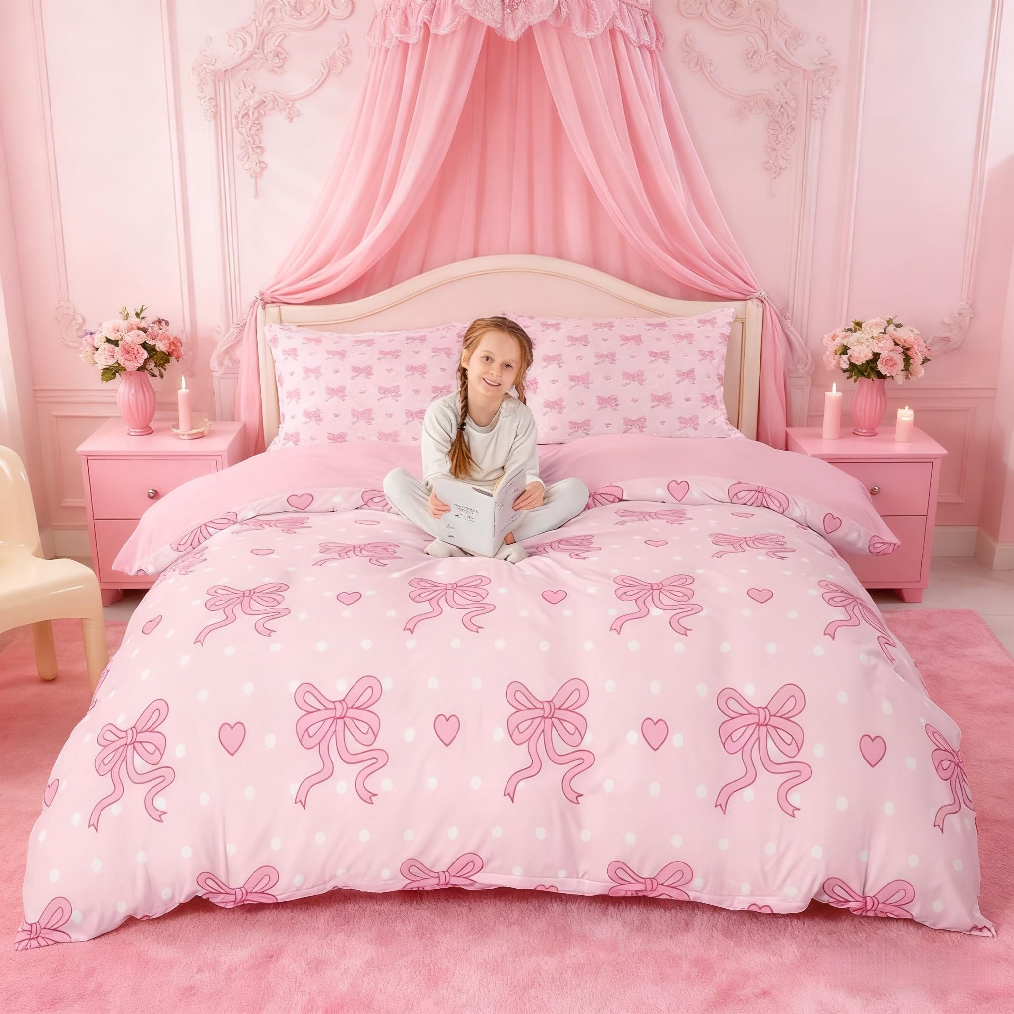Housse de couette enfant à pois roses pour transformer une chambre de fille ou garçon