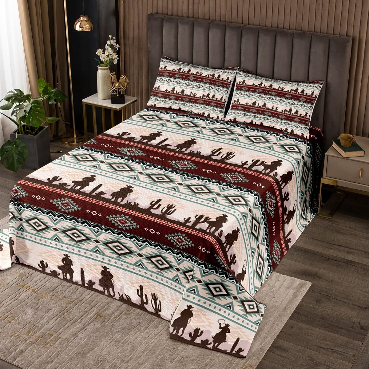 Geometrische Bettwäsche Set Braun-Schwarz - Retro Design Für Erwachsene & Kinder