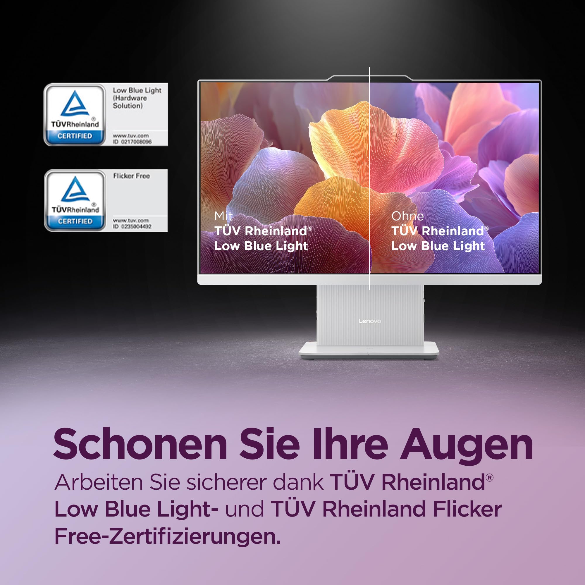 Lenovo IdeaCentre All-In-One AI-PC | 23.8"Full HD Display | AMD Ryzen 7 250 | 16GB RAM | 1TB SSD | AMD Radeon Grafik | Win11 | Augenschutz | Inkl.USB Maus-Tastatur | Cloud grau | 3 Monate Premium Care