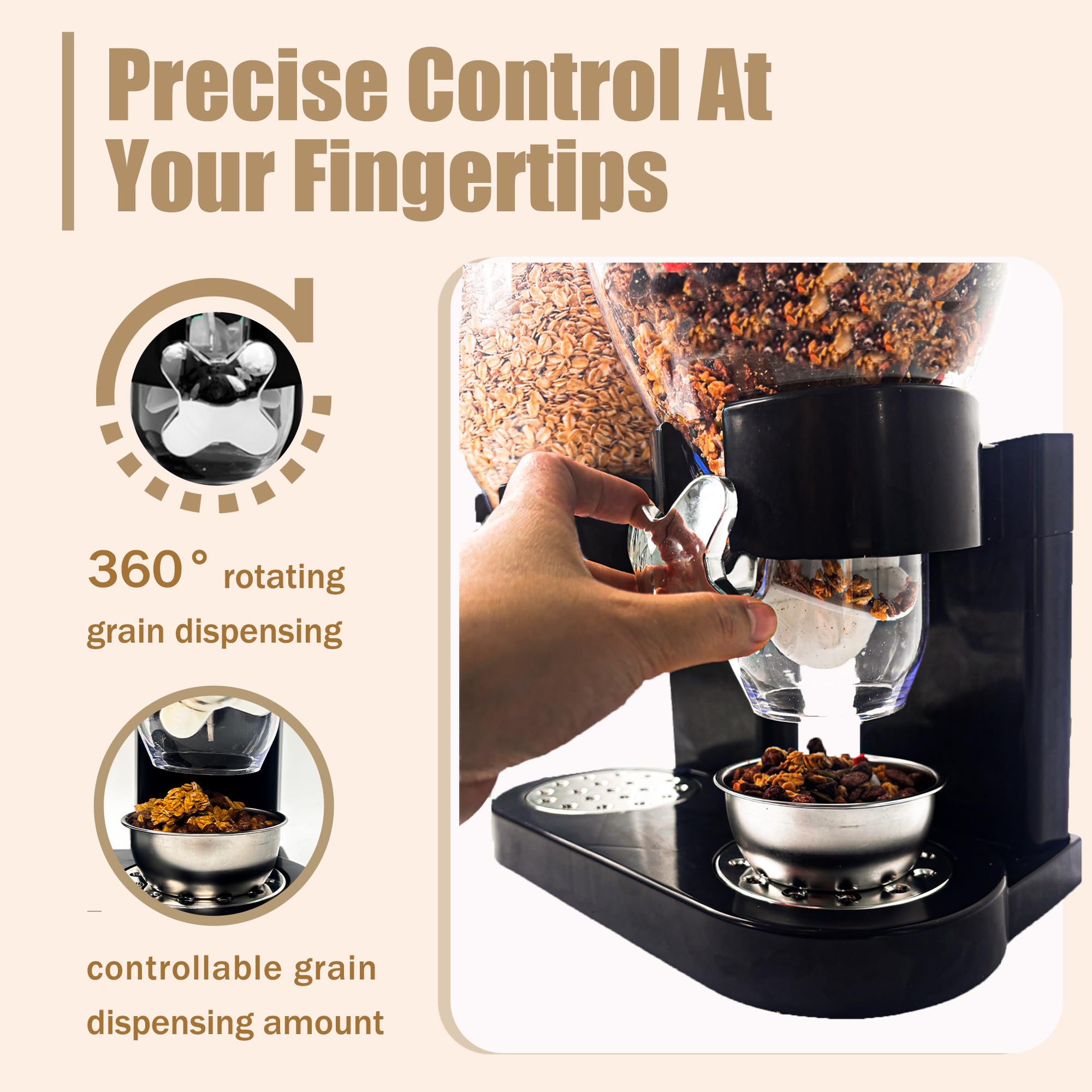 Meegoo Dispenser per cereali, contenitori per cereali, grande capacità, 3,5 l, confezione da 2, con interruttore rotante, contenitore ermetico per alimenti per dispensa da cucina, dispenser di