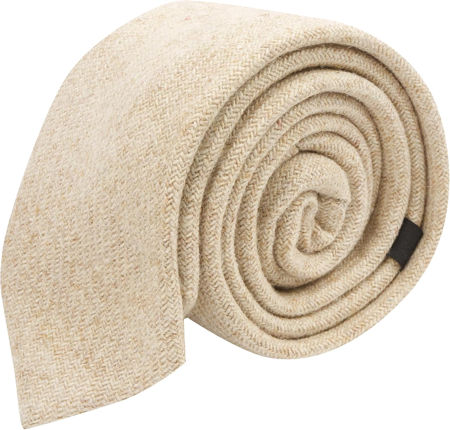 King & Priory Oatmeal Woven Wool Tie, Mens Necktie