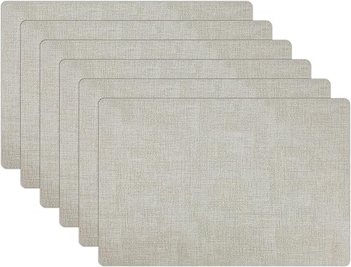 Miniatura 2 de Juego de 6 manteles individuales de piel sintética resistentes al calor, impermeables, a prueba de aceite, lavables, reversibles, antideslizantes,