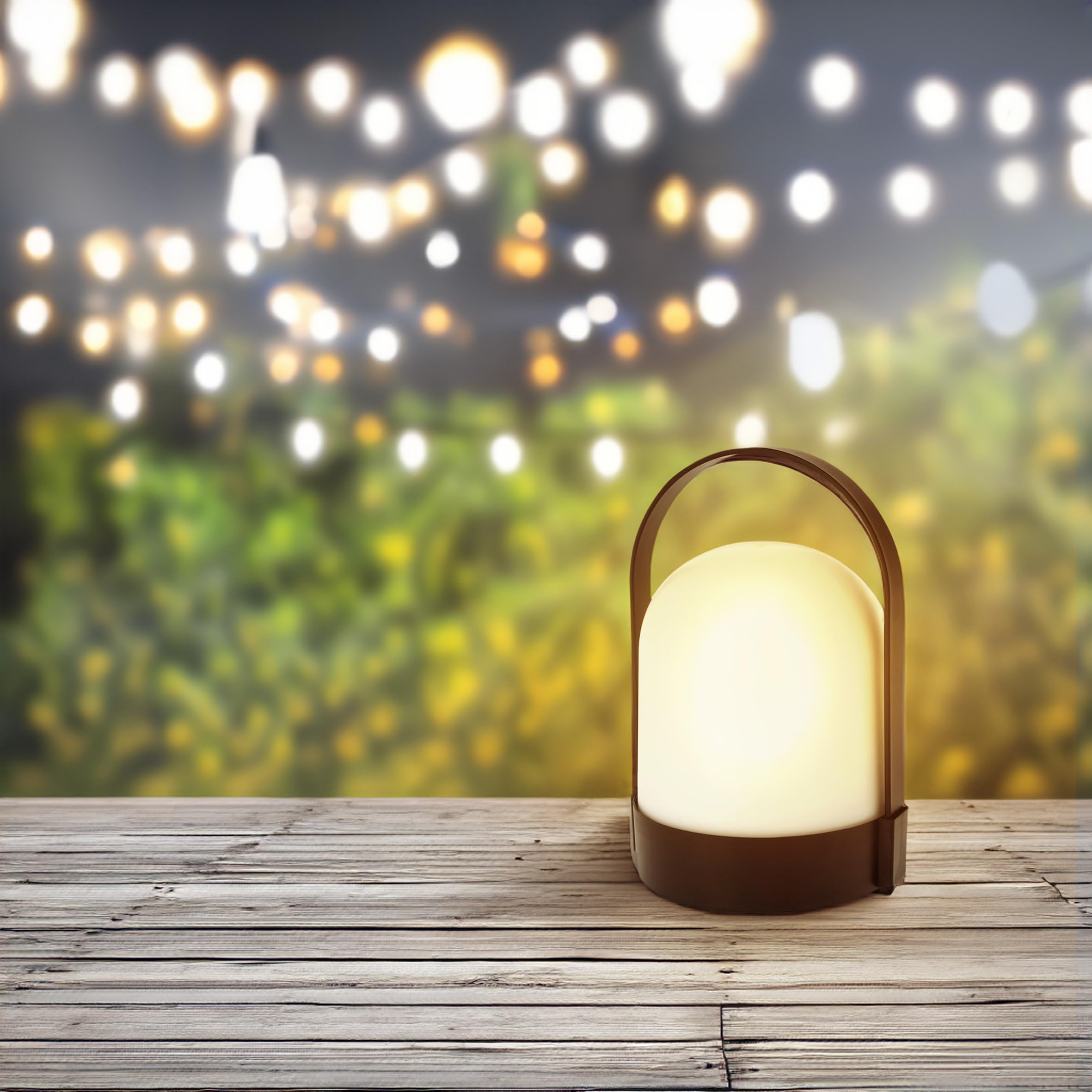 Spetebo LED Garten Tischleuchte warm weiß - 21 x 13 cm - Tischlampe mit Henkel Batterie betrieben - Lampe mit Tragegriff Leuchte für Terrasse Balkon Außen und Innen