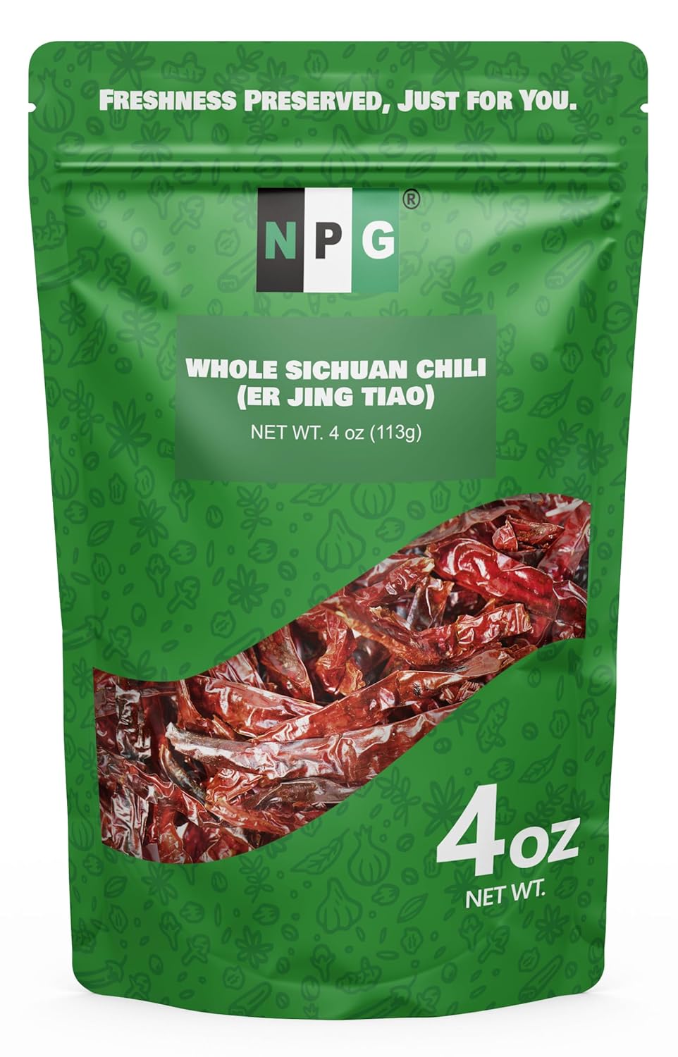 NPG Dried Whole Er Jing Tiao Sichuan Chili Peppers 16 OZ (1 LB), Premium Sichuan Er Jing Tiao, 二荆条 Dried Red Chilies, Perfect for Chili Oil, Paste, Sauces, Used in Traditional Chinese Spicy Dishes
