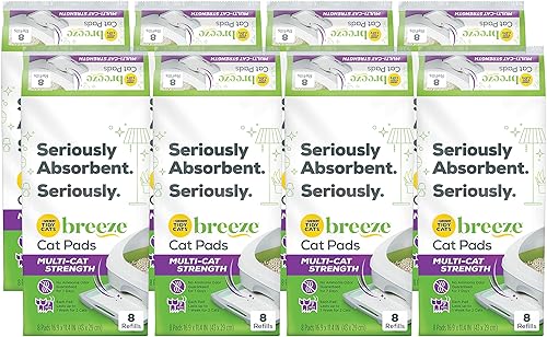 Purina Tidy Cats - Accesorios de arena para gatos, paquete de recambio de almohadillas Breeze para múltiples gatos, bolsa de 8 unidades (paquete de