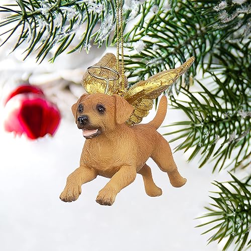 Miniatura 21 de Design Toscano Pitbull Dog Angel - Adorno navideño para árbol de Navidad, 4 pulgadas, resina de piedra fundida, acabado marrón y dorado Marrón