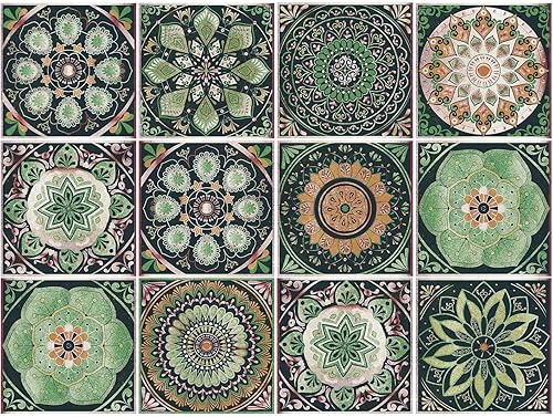 12 calcomanías decorativas para azulejos, vinilo autoadhesivo de 6 x 6 pulgadas, extraíble, impermeable, para despegar y pegar, para cocina, baño,