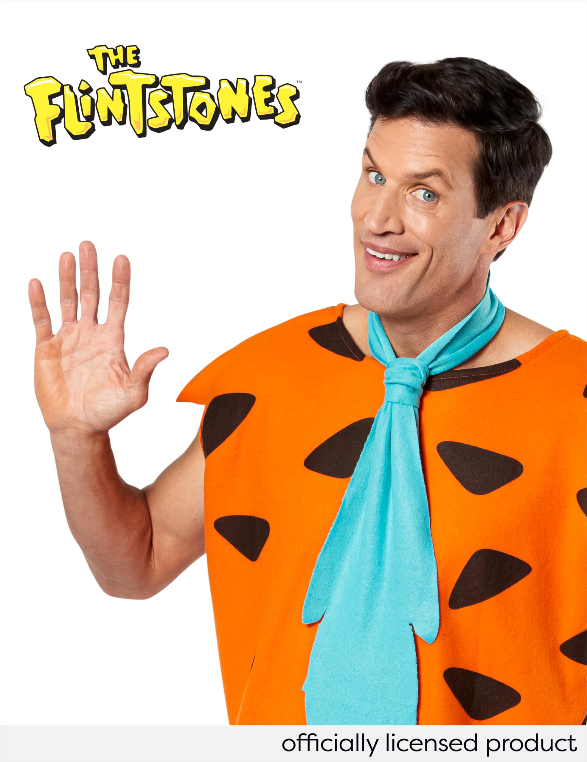 Rubies Disfraz Pedro Picapierdra para hombres, Túnica impresa con corbata, Talla única, Oficial The Flintstones para Carnaval, fiestas, despedidas y cosplay