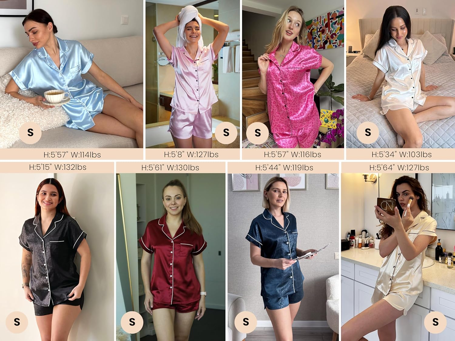 Ekouaer Silk Pajamas Set for Women Button Down 2 Piece Stain Pjs Shorts Set Soft Sleepwear Short Sleeve Loungewear S-XXL - Image 2