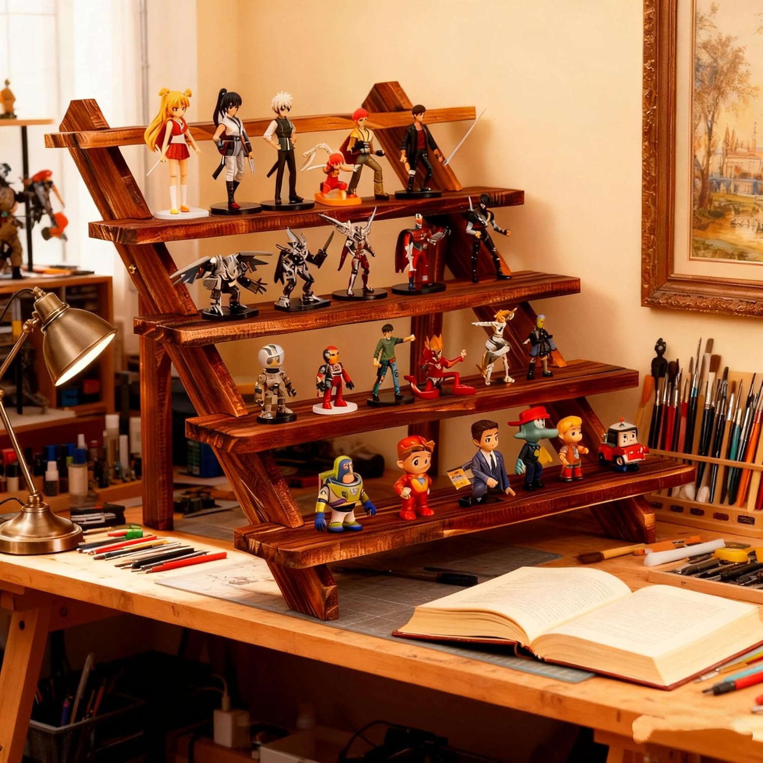 Wooden Cake Stand 5 Tiered Tray Stand for 30 Cupcakes Stepped Wood Display Stand for Weddings, Tiered Party Table Display Riser for Food, Dessert, Cookie (Wood, 5-Layer Cake Rack) - Image 6