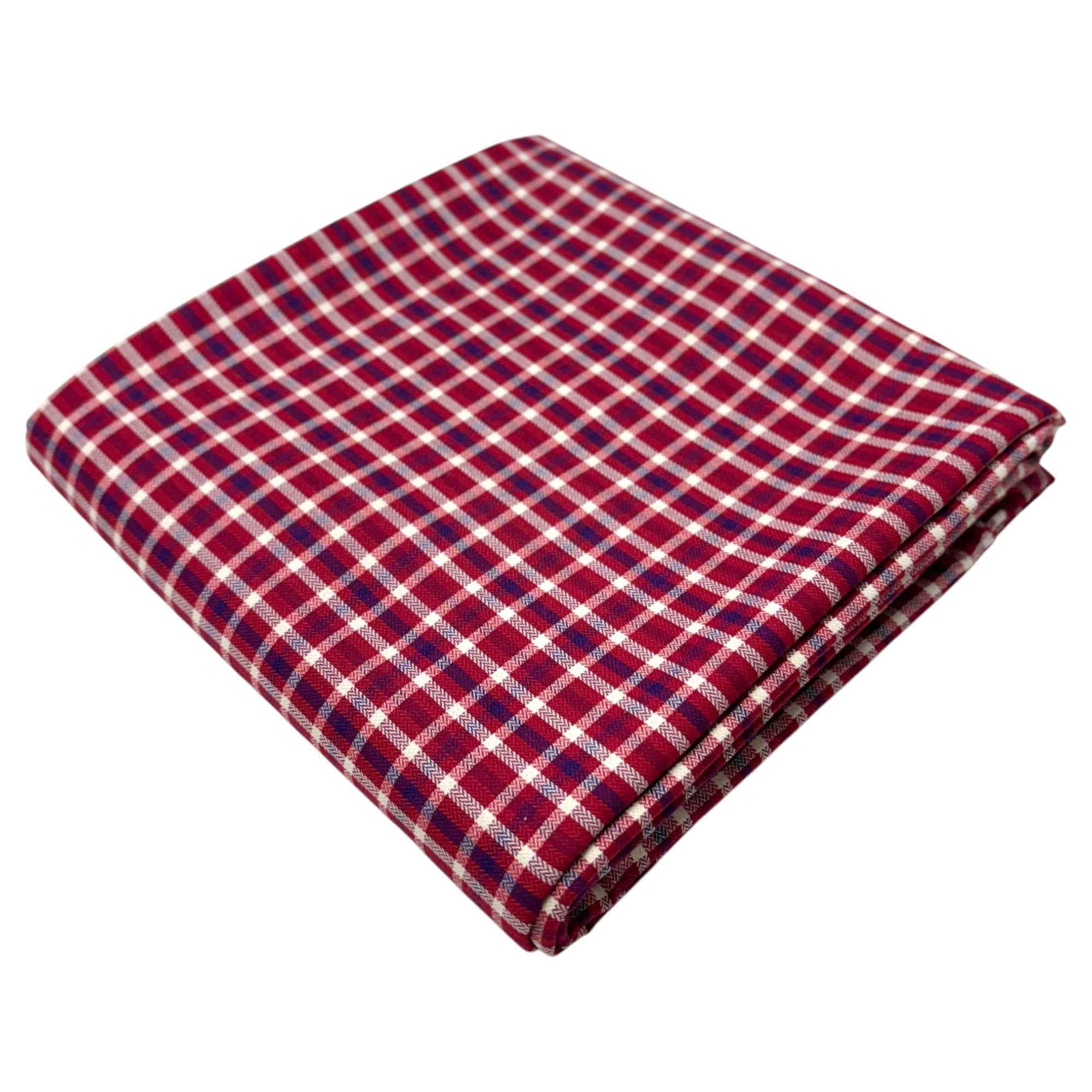polytech textiles 120-Polytech Textiles Premium Cotton Blend Shirting Fabric, Red White Navy Harringbone Twill, 1.6 Metre Length, 58 Inch Width, Unstitched-picture-16